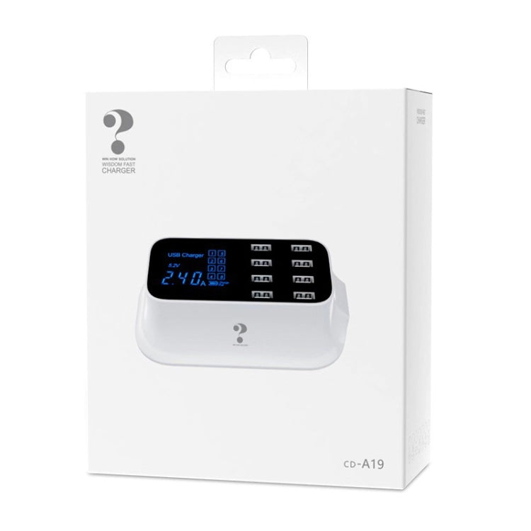 Base de Carregamento Inteligente YC-CDA19A 8 Portas USB 40W com Ecrã Digital, Ficha UK, SAS1049A, SAS1049B, SAS1049C