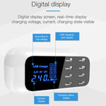 Base de Carregamento Inteligente YC-CDA19A 8 Portas USB 40W com Ecrã Digital, Ficha UK, SAS1049A, SAS1049B, SAS1049C