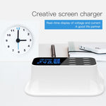 Base de Carregamento Inteligente YC-CDA19A 8 Portas USB 40W com Ecrã Digital, Ficha UK, SAS1049A, SAS1049B, SAS1049C