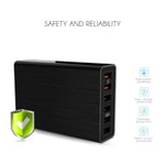 Carregador USB VEDFUN TurboCube D620 com Seis Portas Quick Charge 3.0 + Tecnologia SDDC, Plugues EU/US/UK