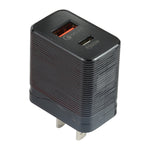 LZ-728 Carregador de Viagem Rápido QC 3.0 USB + PD 20W USB-C / Tipo-C, Ficha US, Ficha US