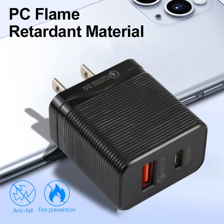 LZ-728 Carregador de Viagem Rápido QC 3.0 USB + PD 20W USB-C / Tipo-C, Ficha US, Ficha US
