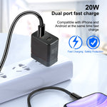 LZ-728 Carregador de Viagem Rápido QC 3.0 USB + PD 20W USB-C / Tipo-C, Ficha US, Ficha US