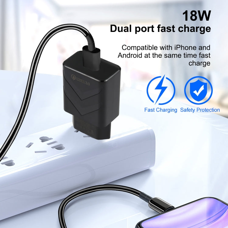 LZ-715 Carregador de Viagem Rápido USB de Porta Única 18W QC3.0, Ficha UE, Ficha UE