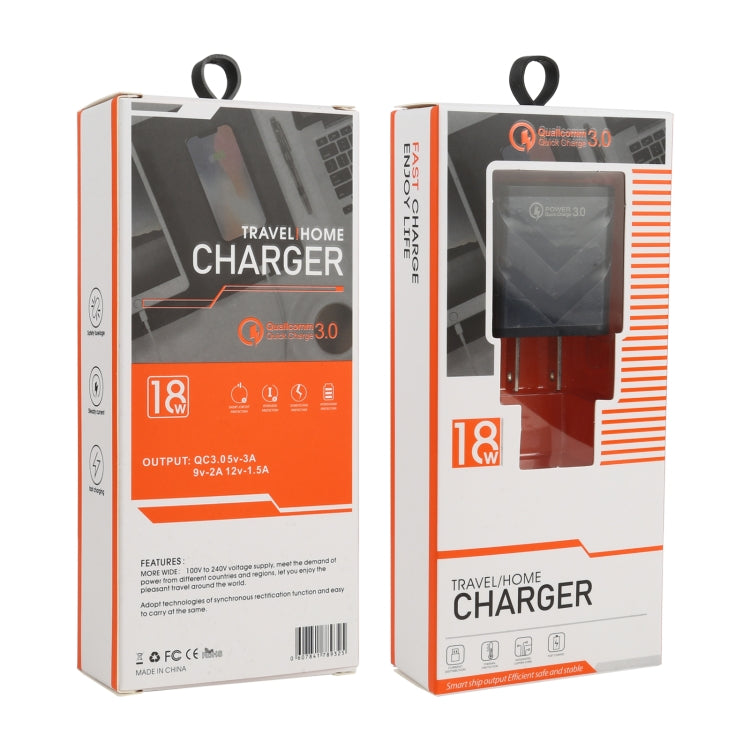 LZ-715 Carregador de Viagem Rápido USB de Porta Única 18W QC3.0, Ficha US, Ficha US