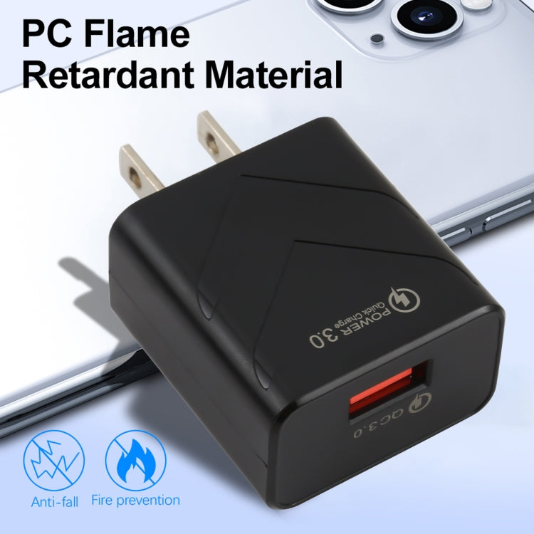 LZ-715 Carregador de Viagem Rápido USB de Porta Única 18W QC3.0, Ficha US, Ficha US