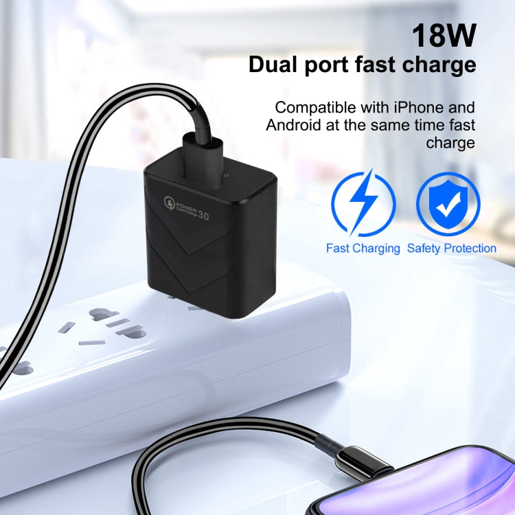 LZ-715 Carregador de Viagem Rápido USB de Porta Única 18W QC3.0, Ficha US, Ficha US