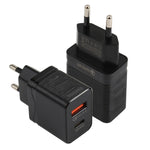 LZ-728 Carregador de Viagem Rápido USB QC 3.0 + PD 20W USB-C / Tipo-C, Ficha UE, Ficha UE