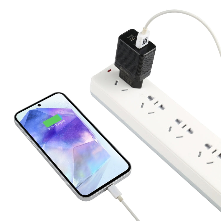 LZ-728 Carregador de Viagem Rápido USB QC 3.0 + PD 20W USB-C / Tipo-C, Ficha UE, Ficha UE