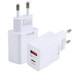 LZ-728 Carregador de Viagem Rápido USB QC 3.0 + PD 20W USB-C / Tipo-C, Ficha UE, Ficha UE