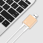 Placa de som externa USB com conector de 3,5mm, caixa de alumínio, voz mágica HIFI, adaptador de 7.1 canais, driver gratuito para computador, desktop, colunas, auscultadores, microfone, alumínio 7.1 canais dourado