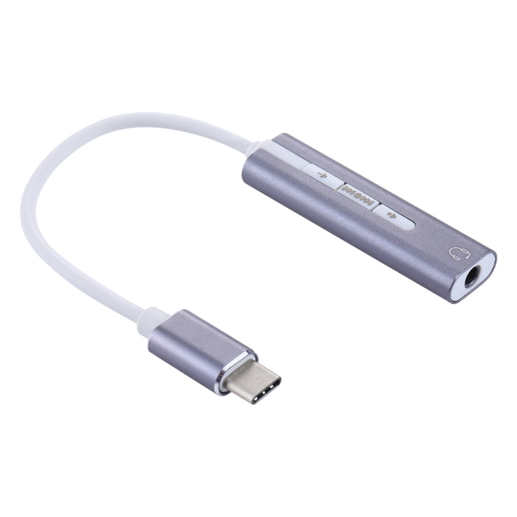 Placa de som externa USB-C / Type-C com conector de 3,5mm, caixa de alumínio, voz mágica HIFI, adaptador conversor de 7.1 canais, driver gratuito, porta USB Type-C cinzenta, porta USB Type-C prateada, porta USB Type-C preta