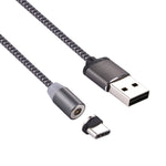 Cabo de Carregamento Magnético USB-C / Tipo-C para USB 2.0 Estilo Trançado de 1m com Rotação de 360 Graus e Indicador LED