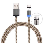 Cabo de Carregamento Magnético USB-C / Tipo-C para USB 2.0 Estilo Trançado de 1m com Rotação de 360 Graus e Indicador LED