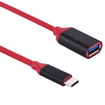 Cabo adaptador conversor OTG USB-C / Type-C 3.1 macho para USB 3.0 fêmea com cabeça em liga de alumínio de 15cm