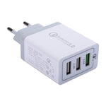 XHF30W Carregador de Parede USB Rápido 3 QC3.0, Ficha UE, Ficha UE