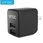 Carregador de Parede USB Vinsic 12W 5V 2.4A com Dupla Saída USB Adaptador de Carregamento