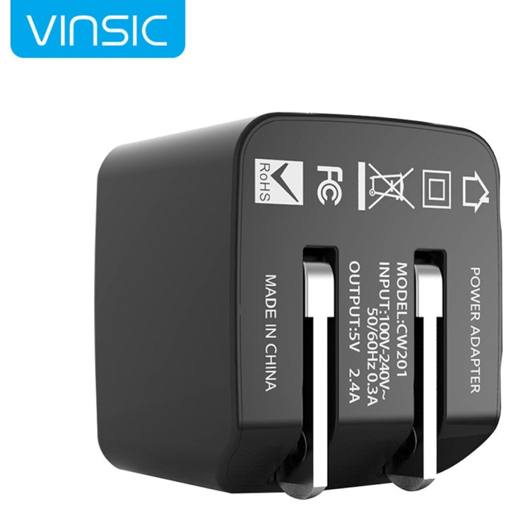 Carregador de Parede USB Vinsic 12W 5V 2.4A com Dupla Saída USB Adaptador de Carregamento