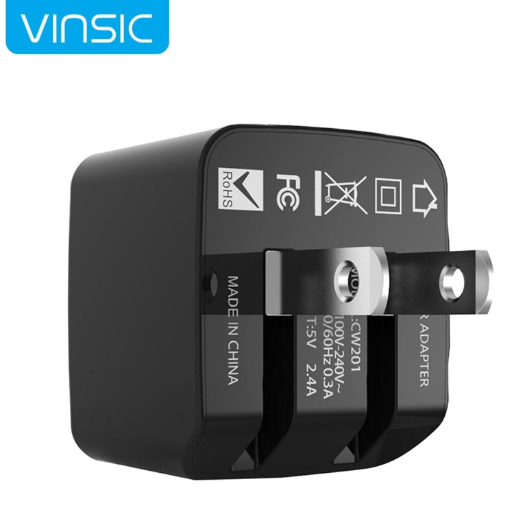 Carregador de Parede USB Vinsic 12W 5V 2.4A com Dupla Saída USB Adaptador de Carregamento