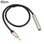 Cabo adaptador de áudio REXLIS TC128MF macho 3,5mm para fêmea 6,5mm, comprimento: 60cm