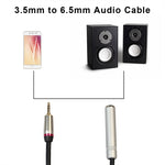 Cabo adaptador de áudio REXLIS TC128MF macho 3,5mm para fêmea 6,5mm, comprimento: 60cm
