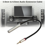 Cabo adaptador de áudio REXLIS TC128MF macho 3,5mm para fêmea 6,5mm, comprimento: 60cm