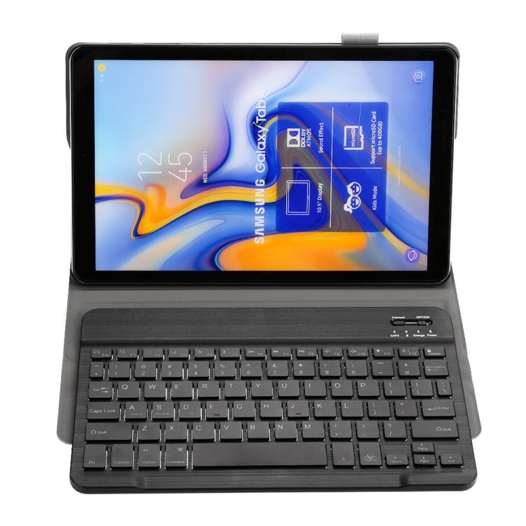 ST590S Bluetooth 3.0 Fine Wool Texture PU Leather ABS Detachable Seven-color Backlight Bluetooth Keyboard Leather Tablet Case for Samsung Galaxy Tab A 10.5 inch T590 / T595, with Pen Slot & Holder