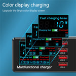 Carregador Multifuncional X9 9 em 1 com Interface USB QC 3.0 + 6 Portas USB + Portas PD 65W + Carregamento Rápido Sem Fios QI com Ecrã LED