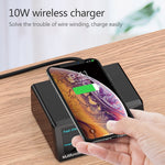 Carregador Multifuncional X9 9 em 1 com Interface USB QC 3.0 + 6 Portas USB + Portas PD 65W + Carregamento Rápido Sem Fios QI com Ecrã LED