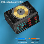 Carregador Multifuncional X9 9 em 1 com Interface USB QC 3.0 + 6 Portas USB + Portas PD 65W + Carregamento Rápido Sem Fios QI com Ecrã LED