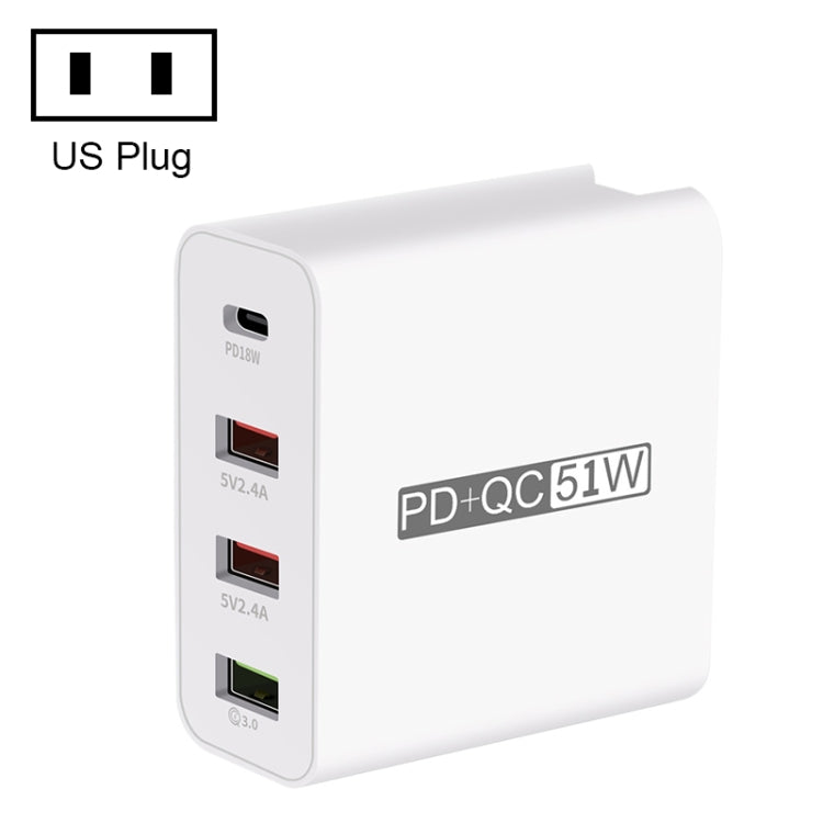 Adaptador de Energia Carregador de Viagem USB de Carregamento Rápido de 4 Portas WLX-A6, Ficha EUA, Ficha EUA