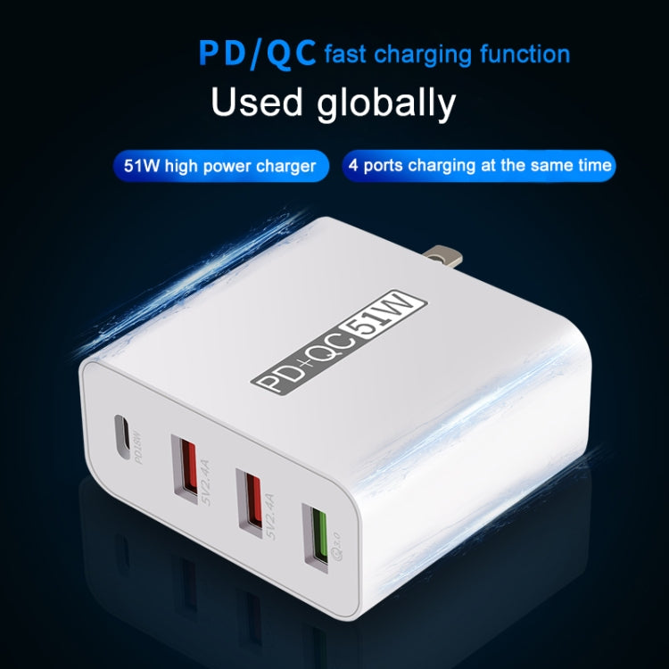 Adaptador de Energia Carregador de Viagem USB de Carregamento Rápido de 4 Portas WLX-A6, Ficha EUA, Ficha EUA