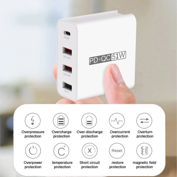 Adaptador de Energia Carregador de Viagem USB de Carregamento Rápido de 4 Portas WLX-A6, Ficha EUA, Ficha EUA