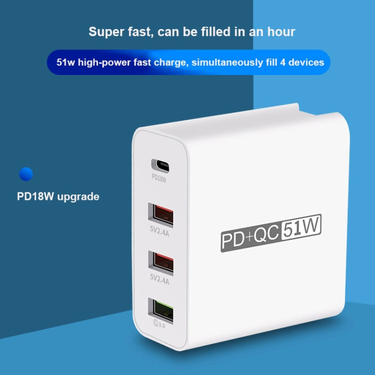 Adaptador de Energia Carregador de Viagem USB de Carregamento Rápido de 4 Portas WLX-A6, Ficha EUA, Ficha EUA