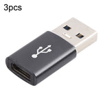 3 PCS Adaptador Feminino USB-C / Type-C para Masculino USB 3.0 em Liga de Alumínio, Suporta Carregamento e Transmissão de Dados, USB 3.0