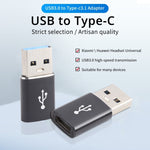 3 PCS Adaptador Feminino USB-C / Type-C para Masculino USB 3.0 em Liga de Alumínio, Suporta Carregamento e Transmissão de Dados, USB 3.0