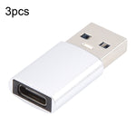 3 PCS Adaptador Feminino USB-C / Type-C para Masculino USB 3.0 em Liga de Alumínio, Suporta Carregamento e Transmissão de Dados, USB 3.0