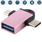 Adaptador OTG Multifuncional USB 3.0 Fêmea para USB-C / Tipo-C Macho + Micro USB Macho com Orifício para Correia