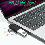 Adaptador OTG Multifuncional USB 3.0 Fêmea para USB-C / Tipo-C Macho + Micro USB Macho com Orifício para Correia