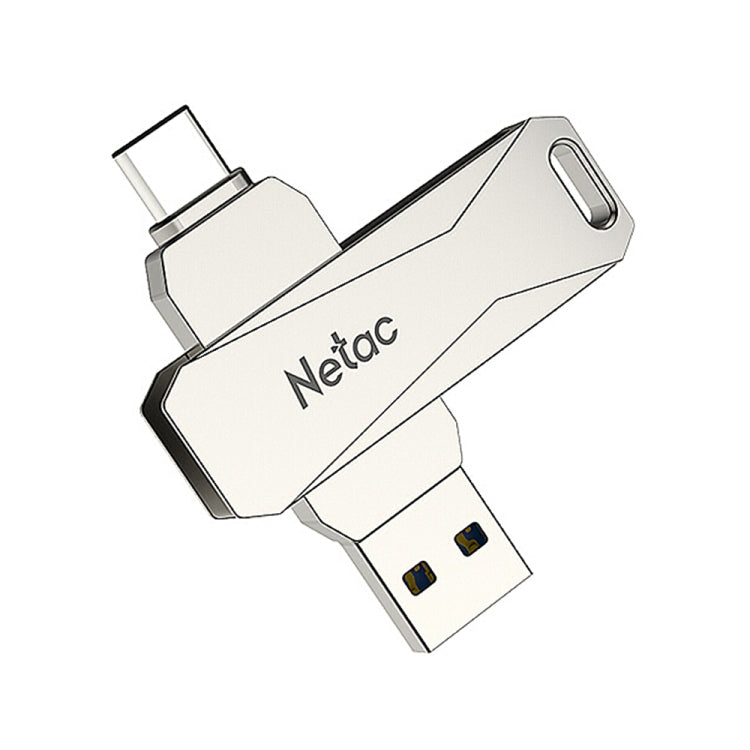 Pen drive Netac U782C 128GB USB-C / Type-C + USB 3.0 rotação 360 graus liga de zinco OTG U Disk, 128GB