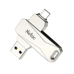 Pen drive Netac U782C 128GB USB-C / Type-C + USB 3.0 rotação 360 graus liga de zinco OTG U Disk, 128GB