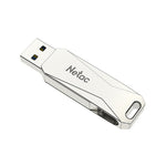 Pen drive Netac U782C 128GB USB-C / Type-C + USB 3.0 rotação 360 graus liga de zinco OTG U Disk, 128GB