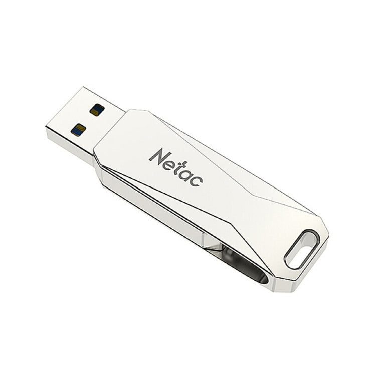 Pen drive Netac U782C 128GB USB-C / Type-C + USB 3.0 rotação 360 graus liga de zinco OTG U Disk, 128GB