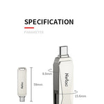 Pen drive Netac U782C 128GB USB-C / Type-C + USB 3.0 rotação 360 graus liga de zinco OTG U Disk, 128GB