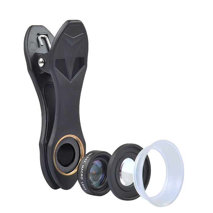 APEXEL APL-24X-H Lente Universal Externa 2 em 1 12X & 24X Macro para Telemóvel com Pára-Sol