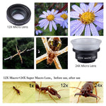 APEXEL APL-24X-H Lente Universal Externa 2 em 1 12X & 24X Macro para Telemóvel com Pára-Sol