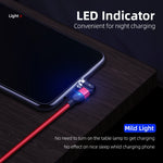 Cabo de Carregamento Magnético Giratório USB para USB-C / Type-C Trançado em Nylon, 1m Type-C