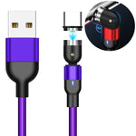 Cabo de Carregamento Magnético Giratório USB para USB-C / Type-C Trançado em Nylon, 1m Type-C