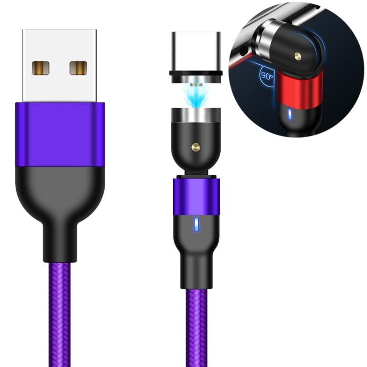 Cabo de Carregamento Magnético Giratório USB para USB-C / Type-C Trançado em Nylon, 1m Type-C