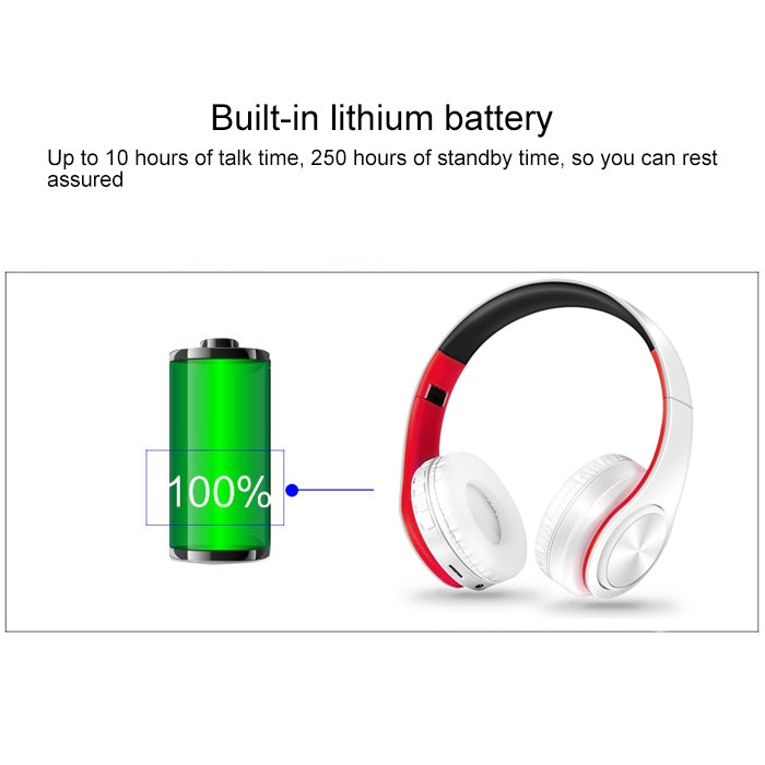LPT660 Auriculares Bluetooth Estéreo Desportivos Dobráveis Sem Fios para Telemóveis com Suporte para Cartão TF